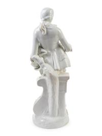 A German White Porcelain Figure of Gentleman Holding a Posey and Bouquet — 19TH CENTURY