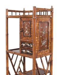 A French Mother-of-Pearl Inlaid Rosewood and Bamboo Japonisme Étagère