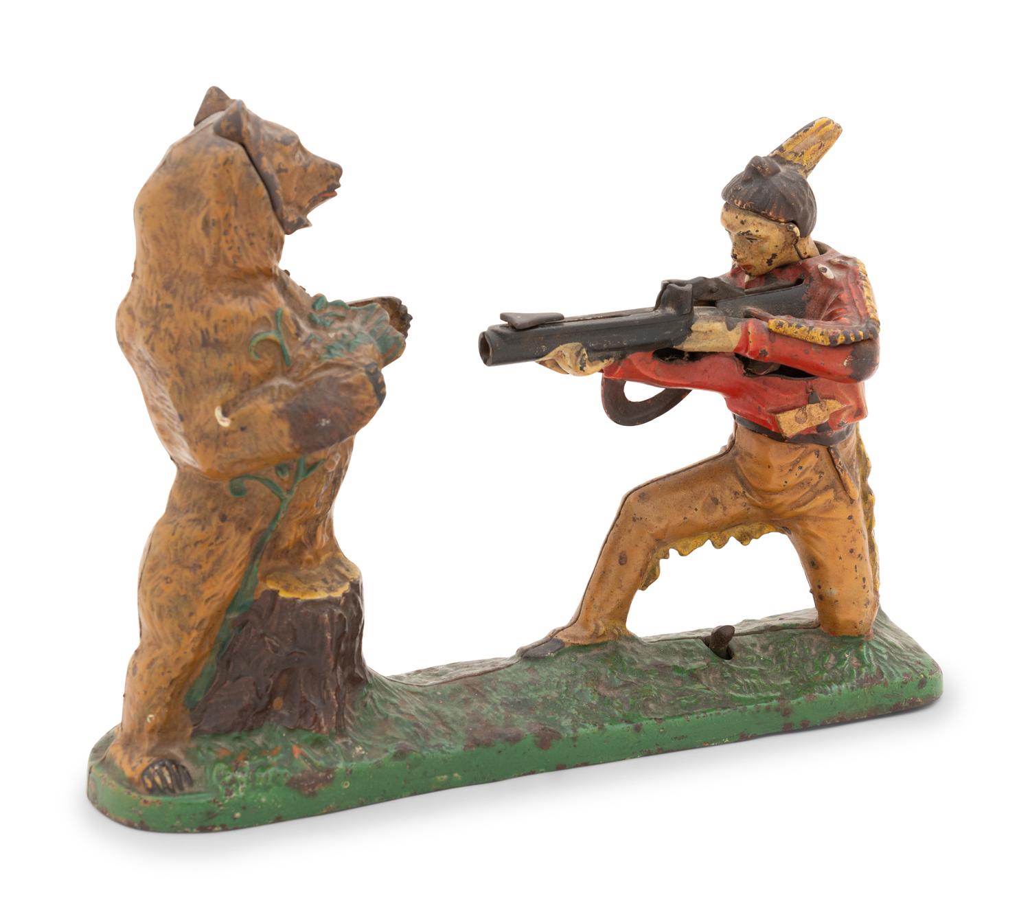A J. & E. Stevens Indian and the Bear Mechanical Bank