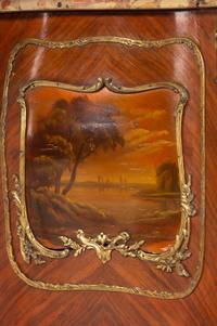 A Louis XV Style Gilt Bronze Mounted Kingwood and Vernis Martin Marble-Top Commode