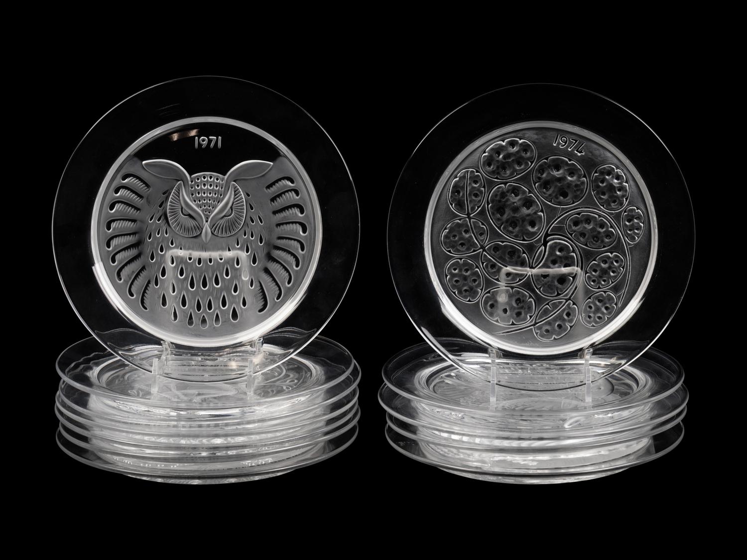 A Set of Fifteen Lalique Collector Plates
