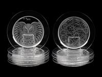 A Set of Fifteen Lalique Collector Plates