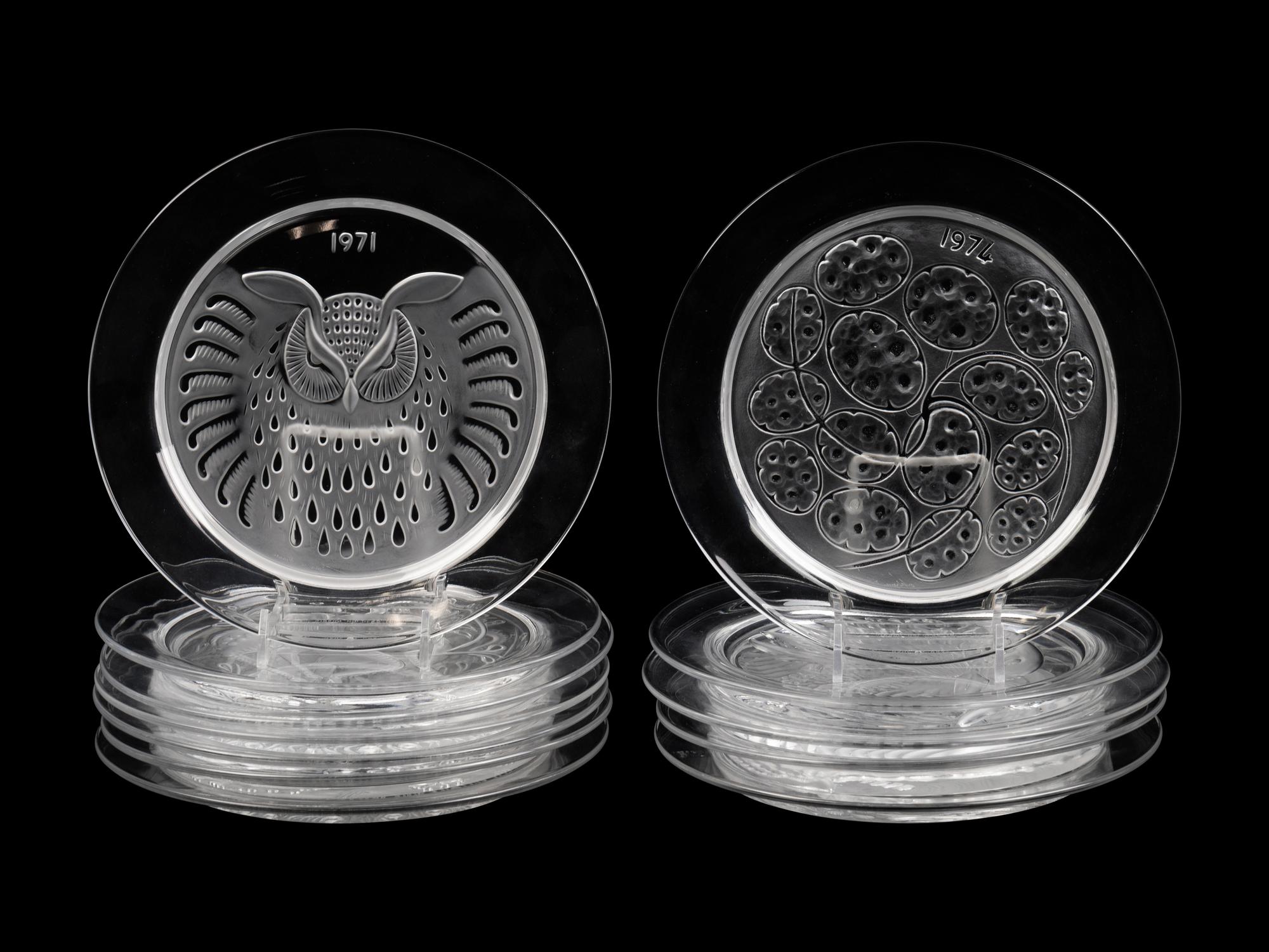 A Set of Fifteen Lalique Collector Plates