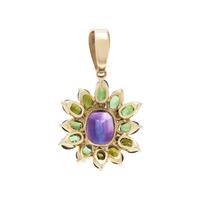 AMETHYST, GREEN TOURMALINE AND DIAMOND PENDANT