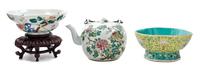 Three Famille Rose Porcelain Articles