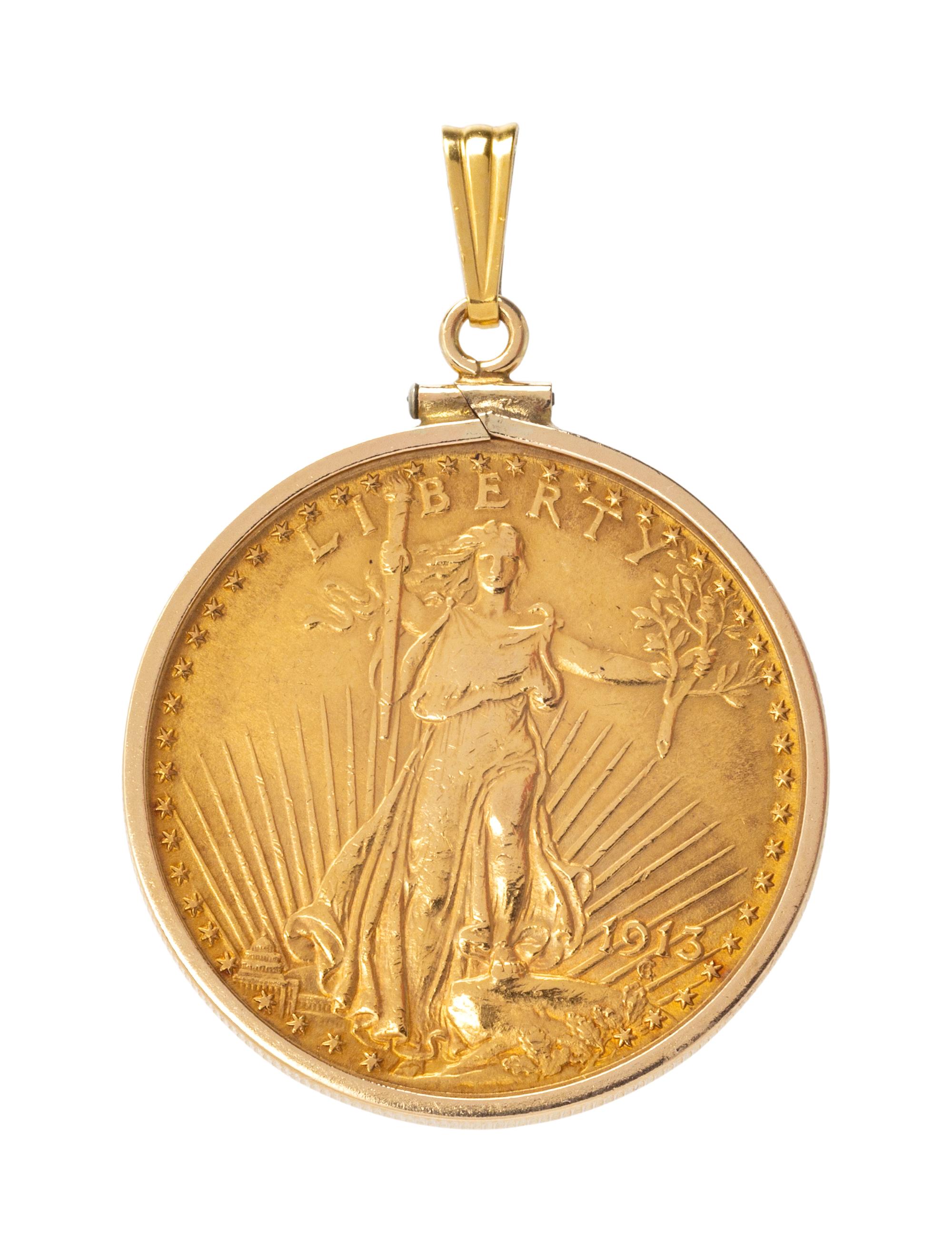 A 14 Karat Yellow Gold and US $20 Liberty Coin Pendant,