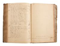[CIVIL WAR]. Ledger book associated with Winchester, Virginia, cabinet maker John Kerr (1797-1875), documenting coffins built and sold for Union and Confederate soldiers as well as other wartime activity.