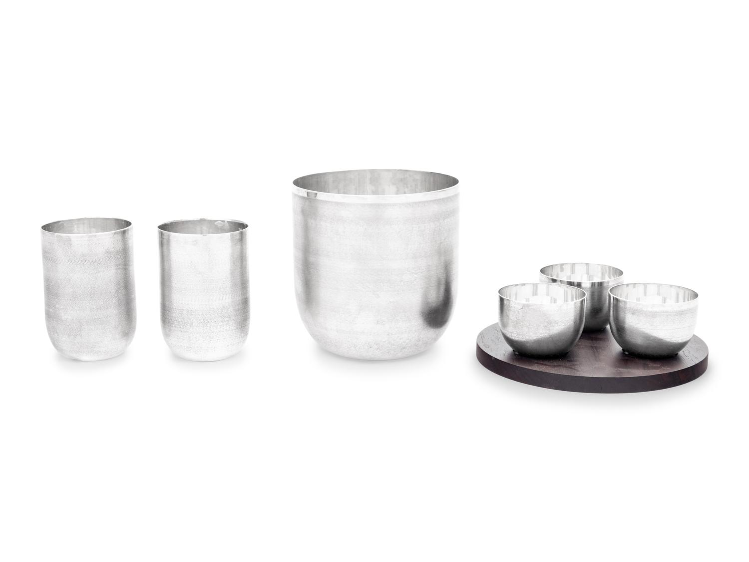 A Puiforcat Jacaranda Silver-Plate Barware Set