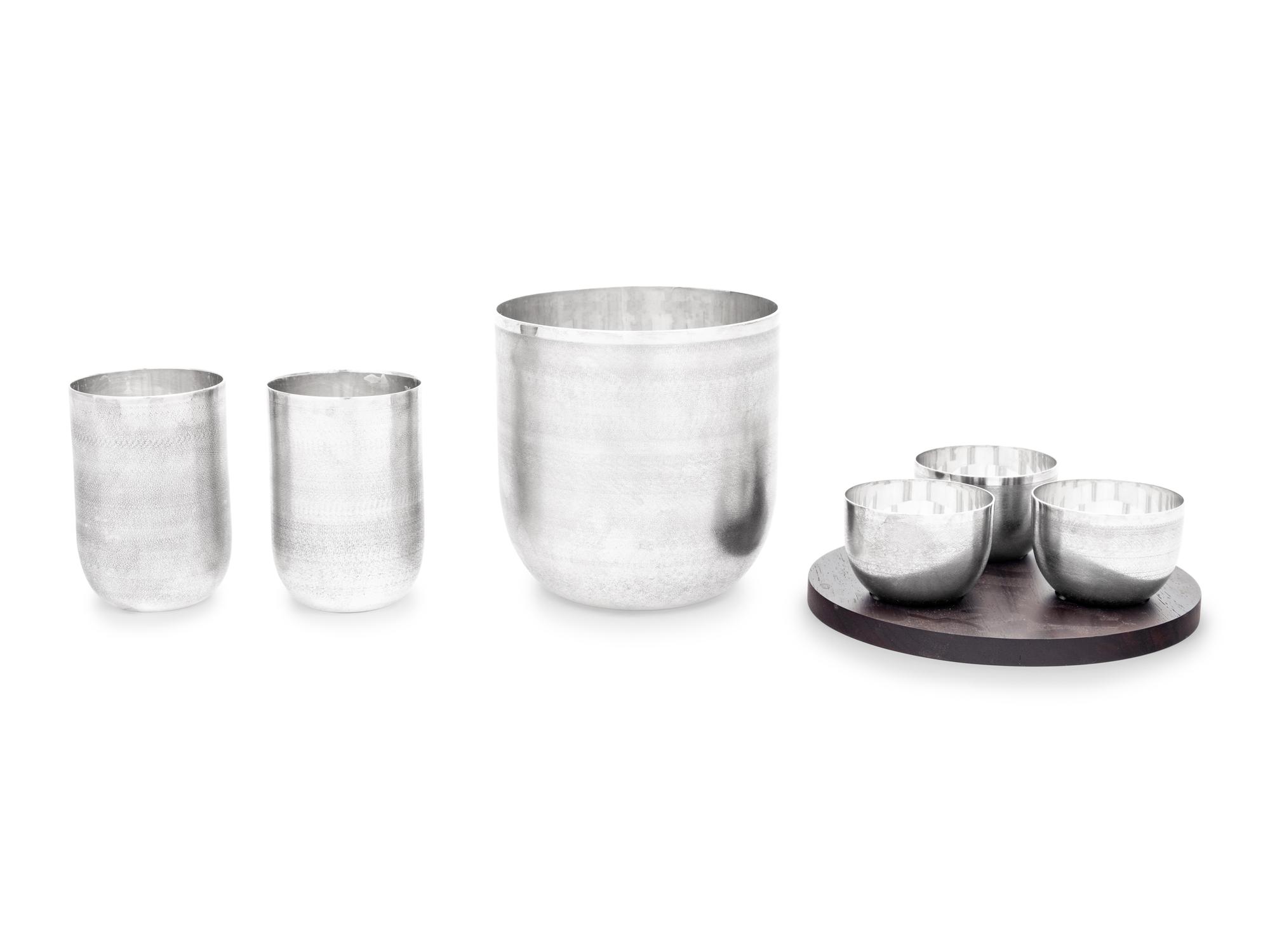 A Puiforcat Jacaranda Silver-Plate Barware Set