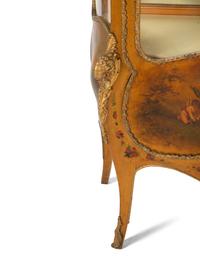 A Louis XV Style Giltwood Vernis Martin Vitrine Cabinet