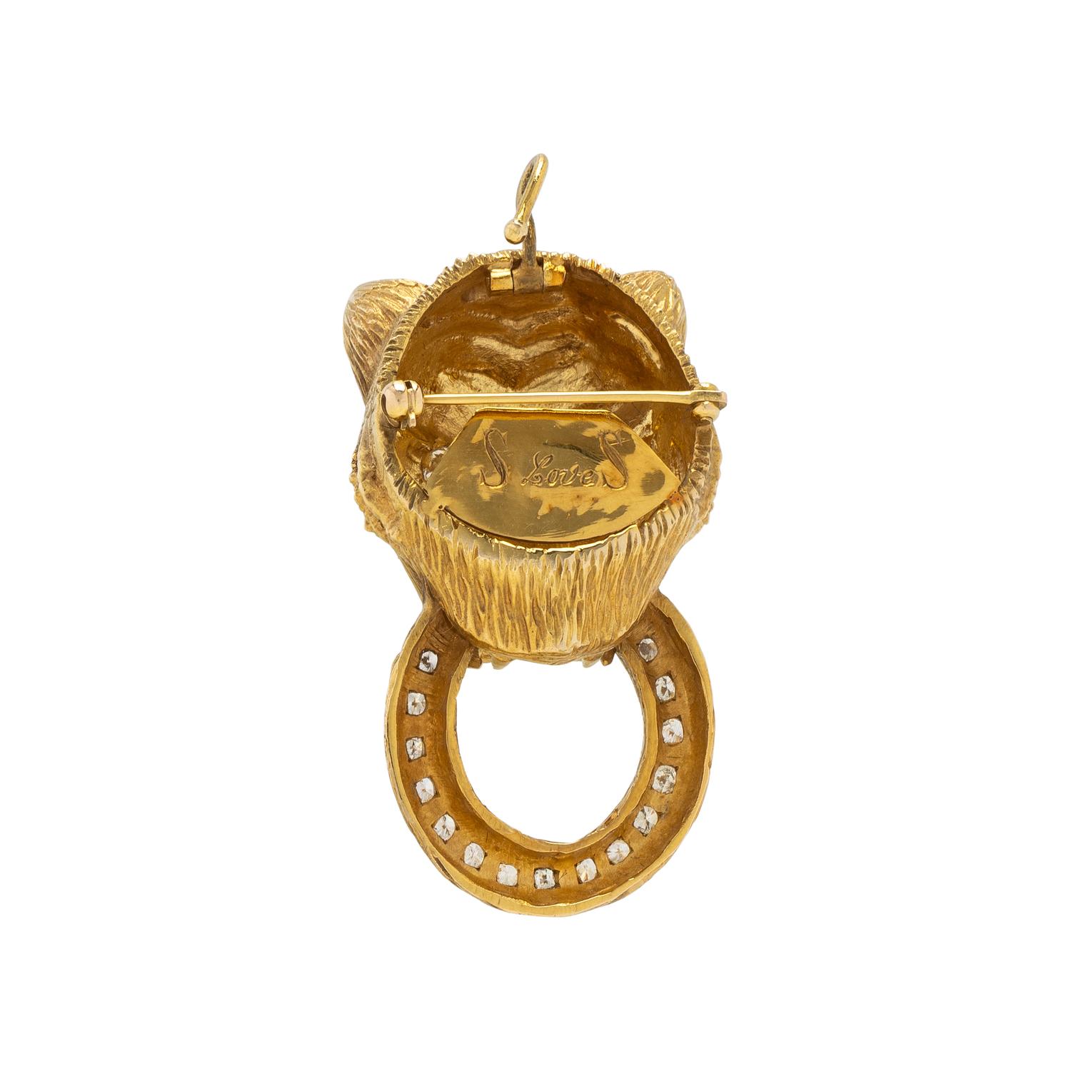 DIAMOND AND YELLOW GOLD FELINE DOOR KNOCKER SUITE