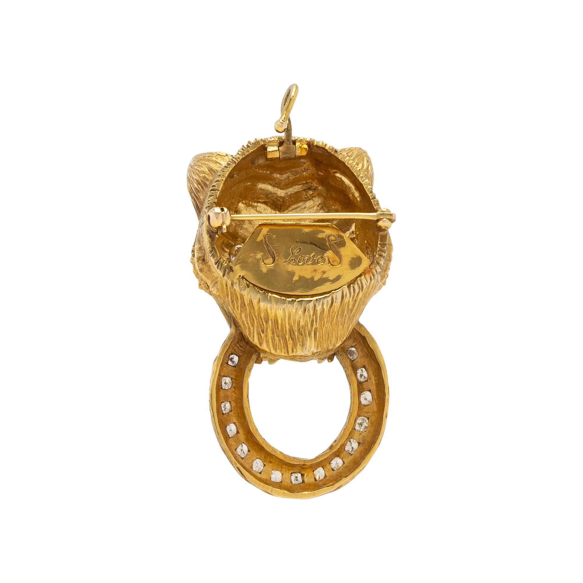DIAMOND AND YELLOW GOLD FELINE DOOR KNOCKER SUITE
