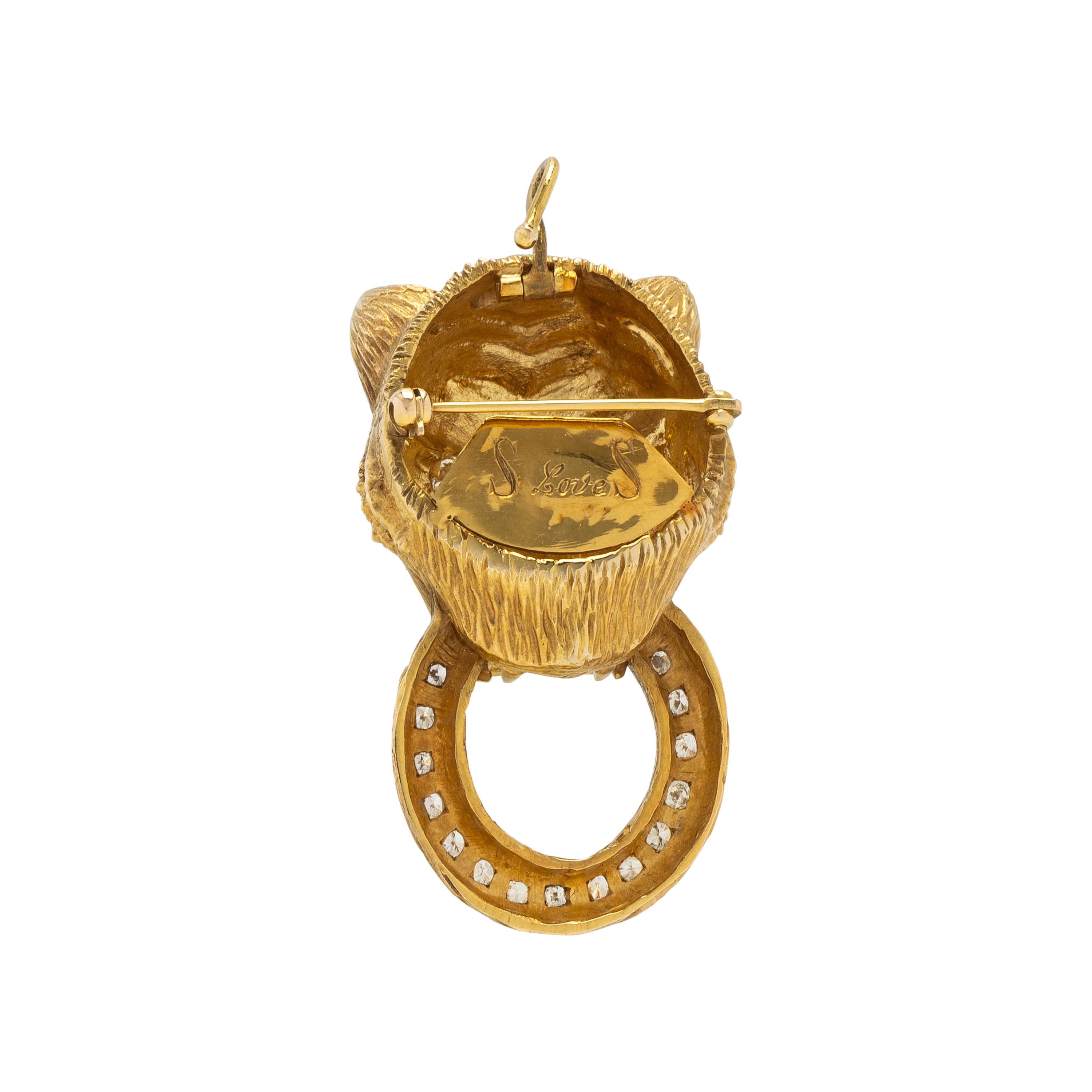 DIAMOND AND YELLOW GOLD FELINE DOOR KNOCKER SUITE