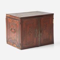 A German Baroque walnut marquetry table cabinet late 17th century