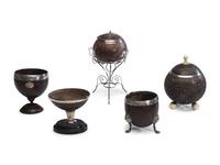 Five Silver Mounted Coconut Wares