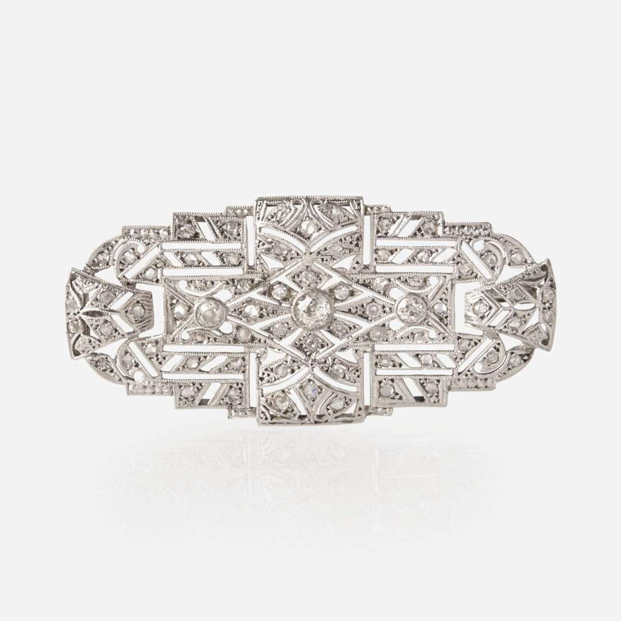 An Art Deco Platinum and Diamond Brooch