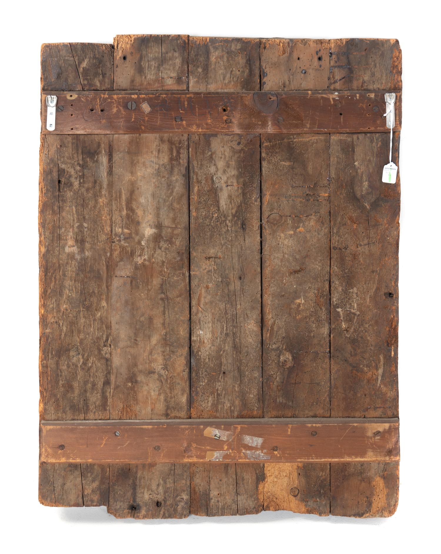 A Continental Carved and Polychromed Wood Panel