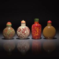 Four Chinese Glass Snuff Bottles, 18th-19th Century — 清中期 料器鼻烟壺四支