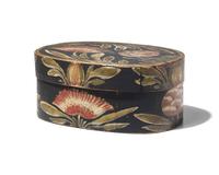 A Painted and Decorated Oval Bentwood Box