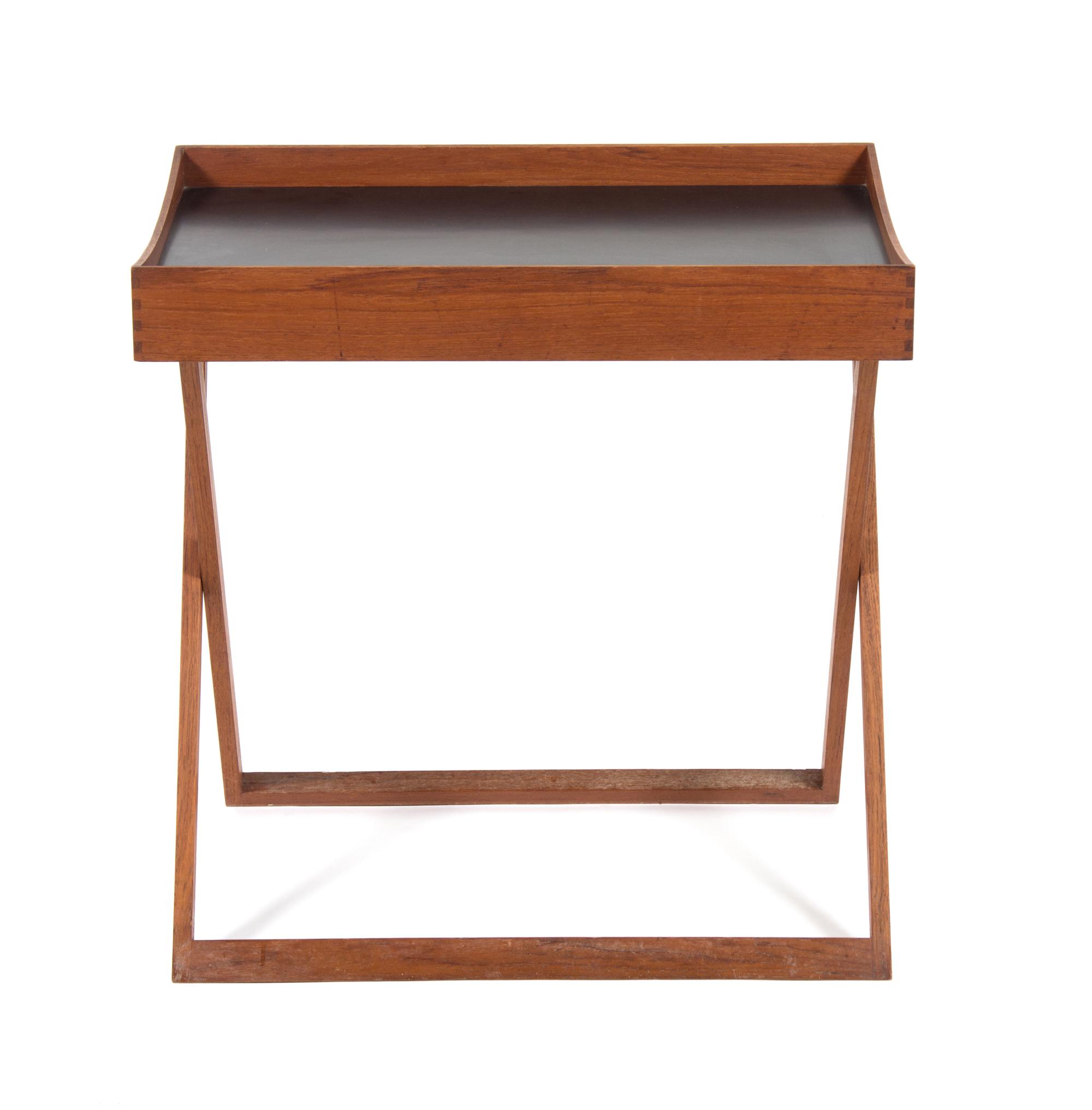 A Danish Modern Teak Butler's Tray on Stand Height 28 x width 27 x depth 18 inches.