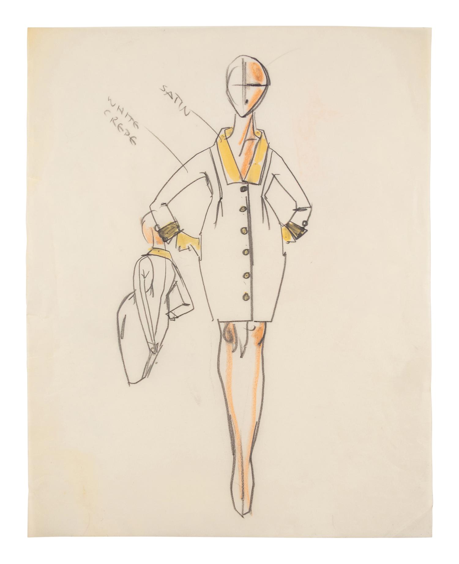 Group of Fifteen Geoffrey Beene Fashion Sketches , by Alfredo Cabrera