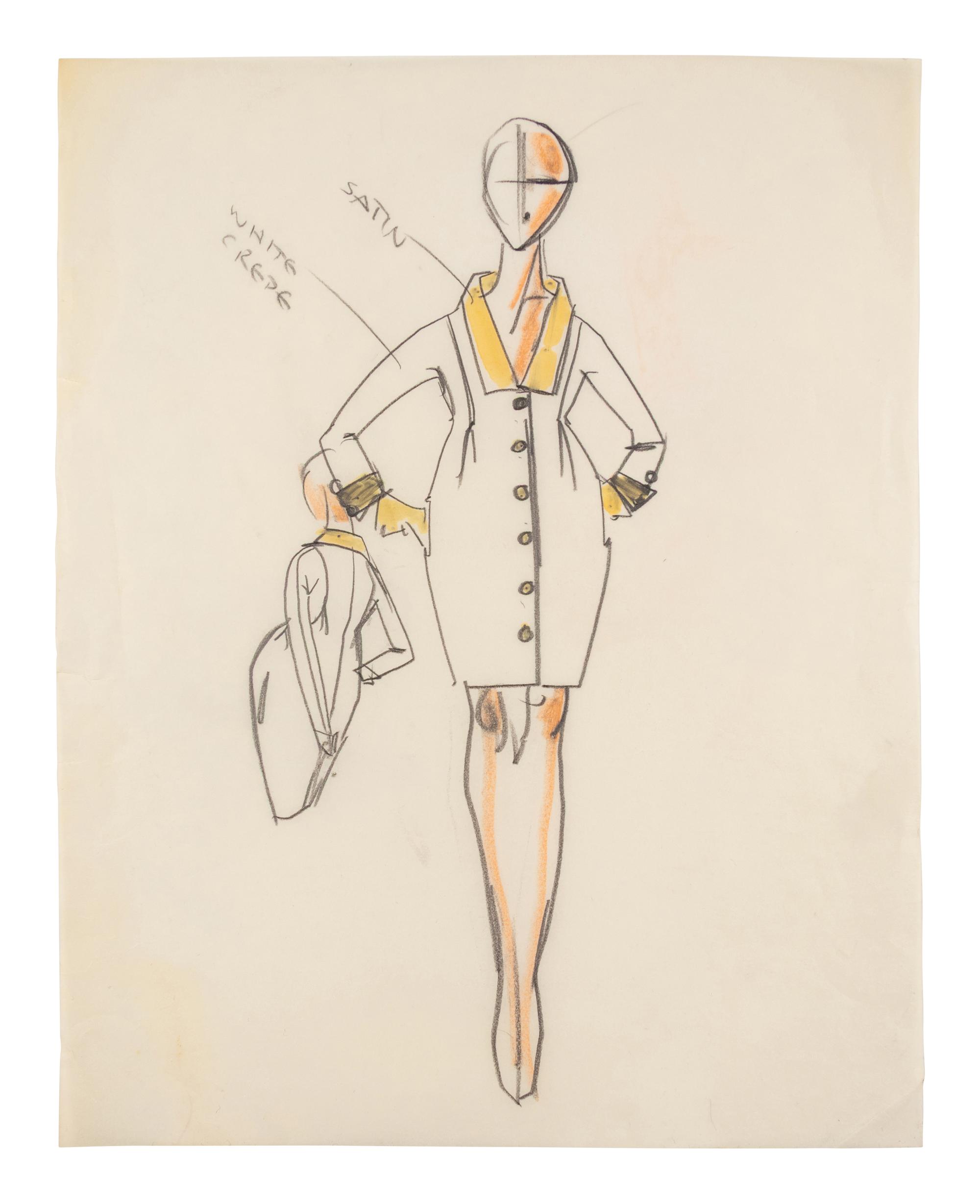 Group of Fifteen Geoffrey Beene Fashion Sketches , by Alfredo Cabrera