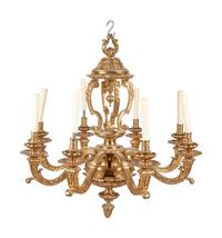 A Continental Gilt Bronze Eight-Light Chandelier