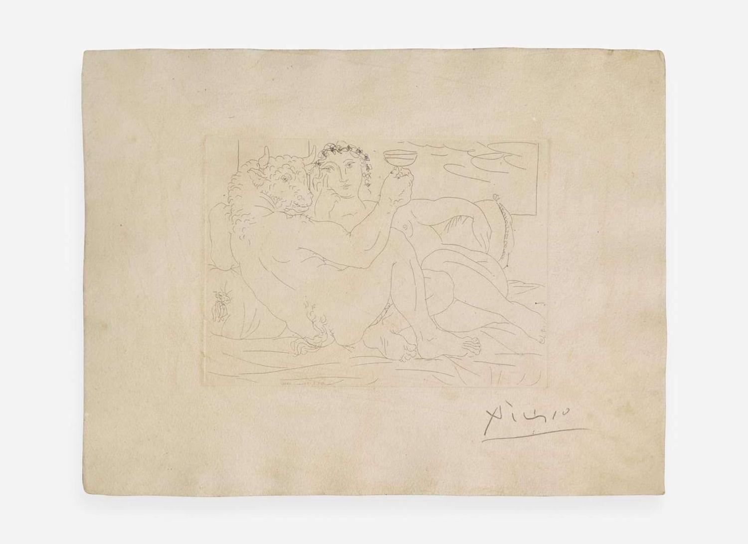 Pablo Picasso (Spanish, 1881-1973), Minotaure, une Coupe à la Main, et Jeune Femme, from La Suite Vollard