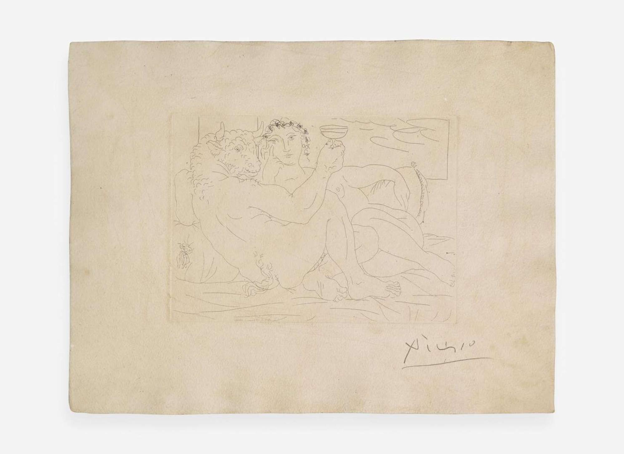 Pablo Picasso (Spanish, 1881-1973), Minotaure, une Coupe à la Main, et Jeune Femme, from La Suite Vollard