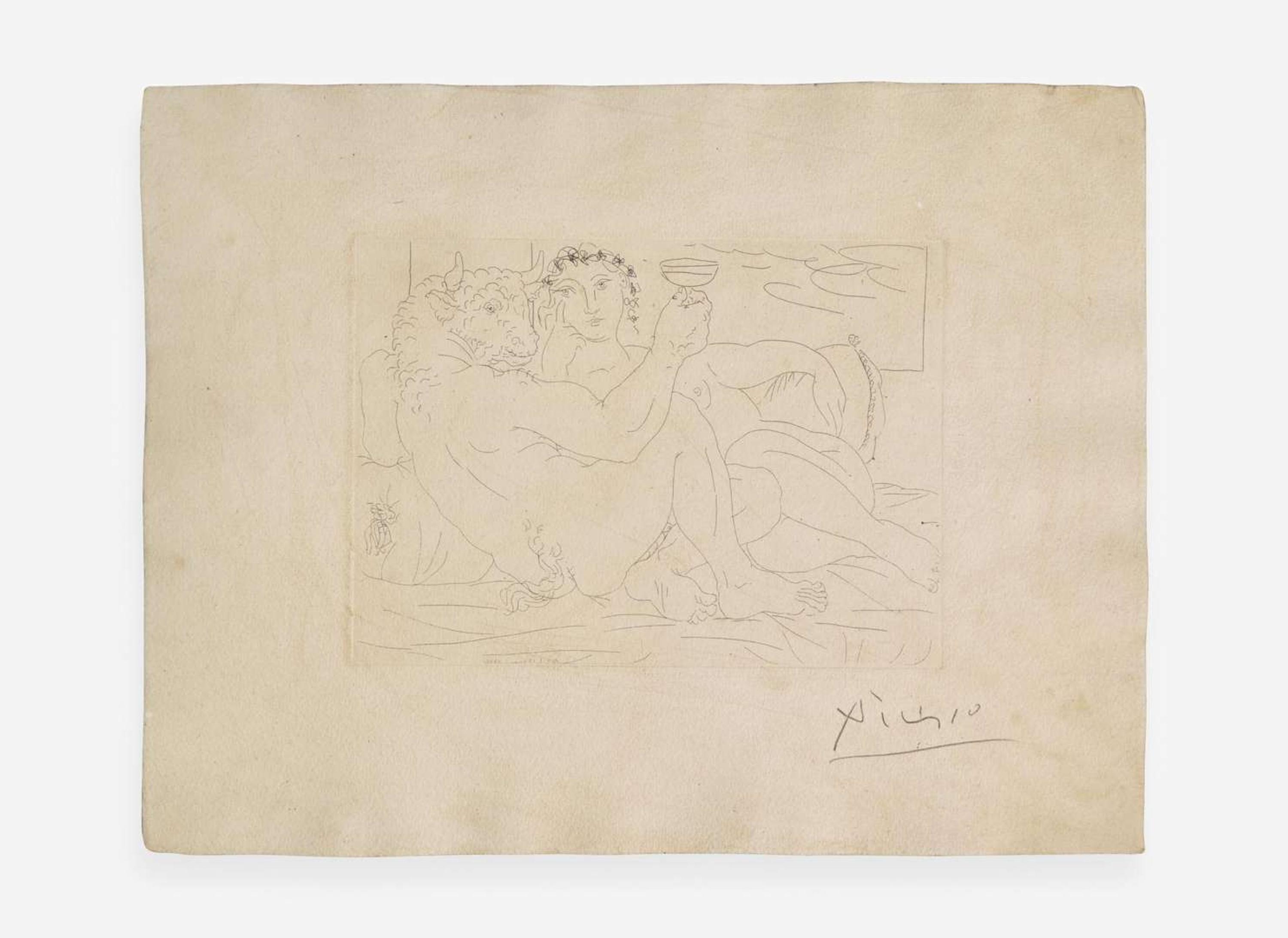 Pablo Picasso (Spanish, 1881-1973), Minotaure, une Coupe à la Main, et Jeune Femme, from La Suite Vollard