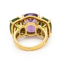 Yellow Gold, Peridot, and Amethyst Ring