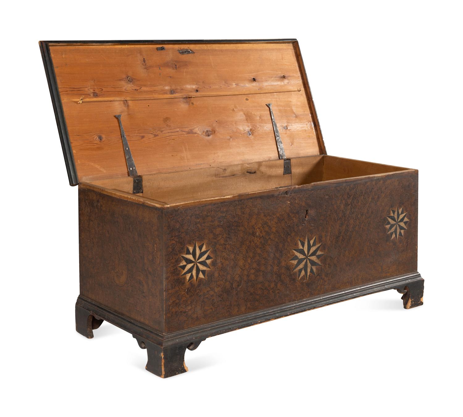 A Federal Grain And Compass-Decorated Poplar And Pine Blanket Chest