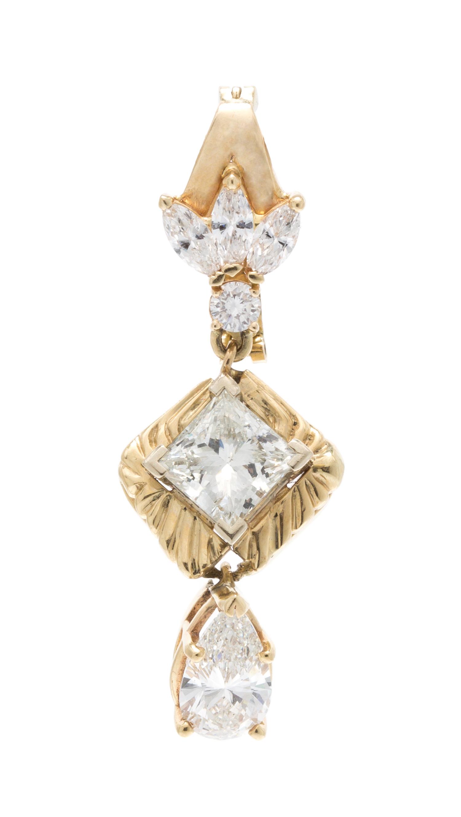 A Yellow Gold and Diamond Pendant, 9.70 dwts.