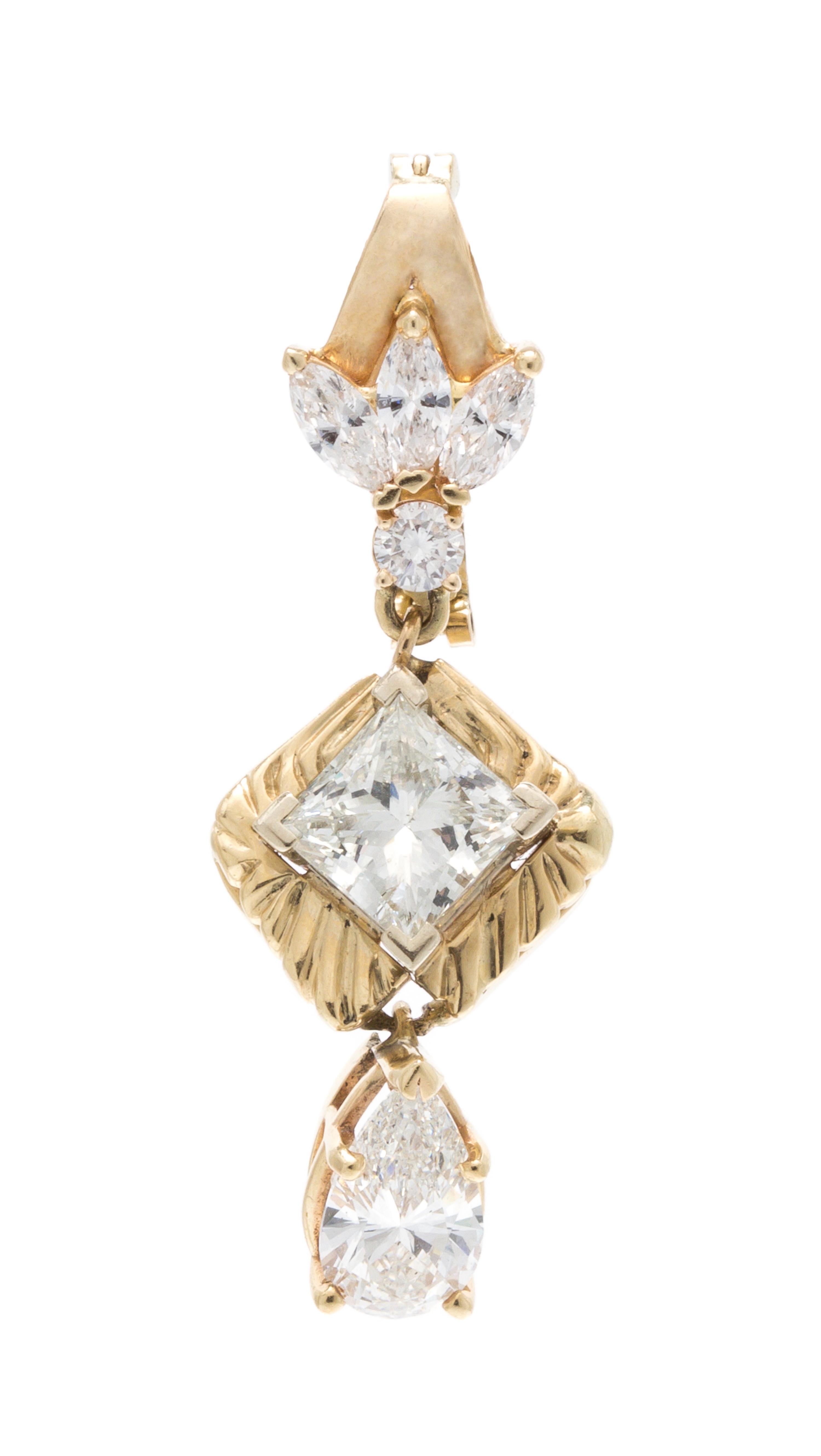A Yellow Gold and Diamond Pendant, 9.70 dwts.