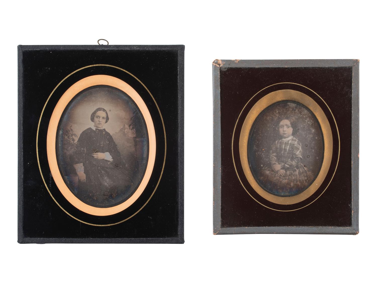 [EARLY PHOTOGRAPHY]. 6 European daguerreotypes of children in passe partout mounts.