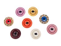 Lot of Eight Button Pins Attributed to Patrick Kelly, 1980s