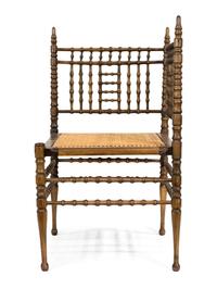 A Victorian Spindle-Turend Oak Corner Chair