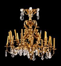 A Louis XV Style Gilt Bronze and Glass Twenty-Four-Light Chandelier