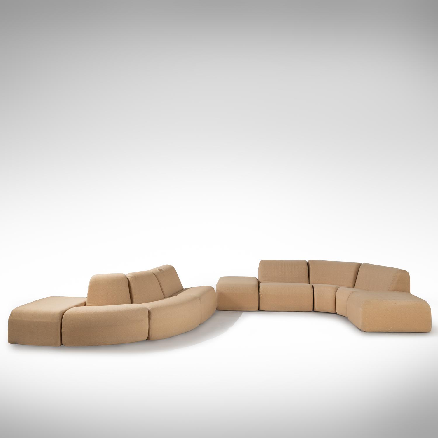 Nine-piece Tappo modular sofa system, Vecta, 1973