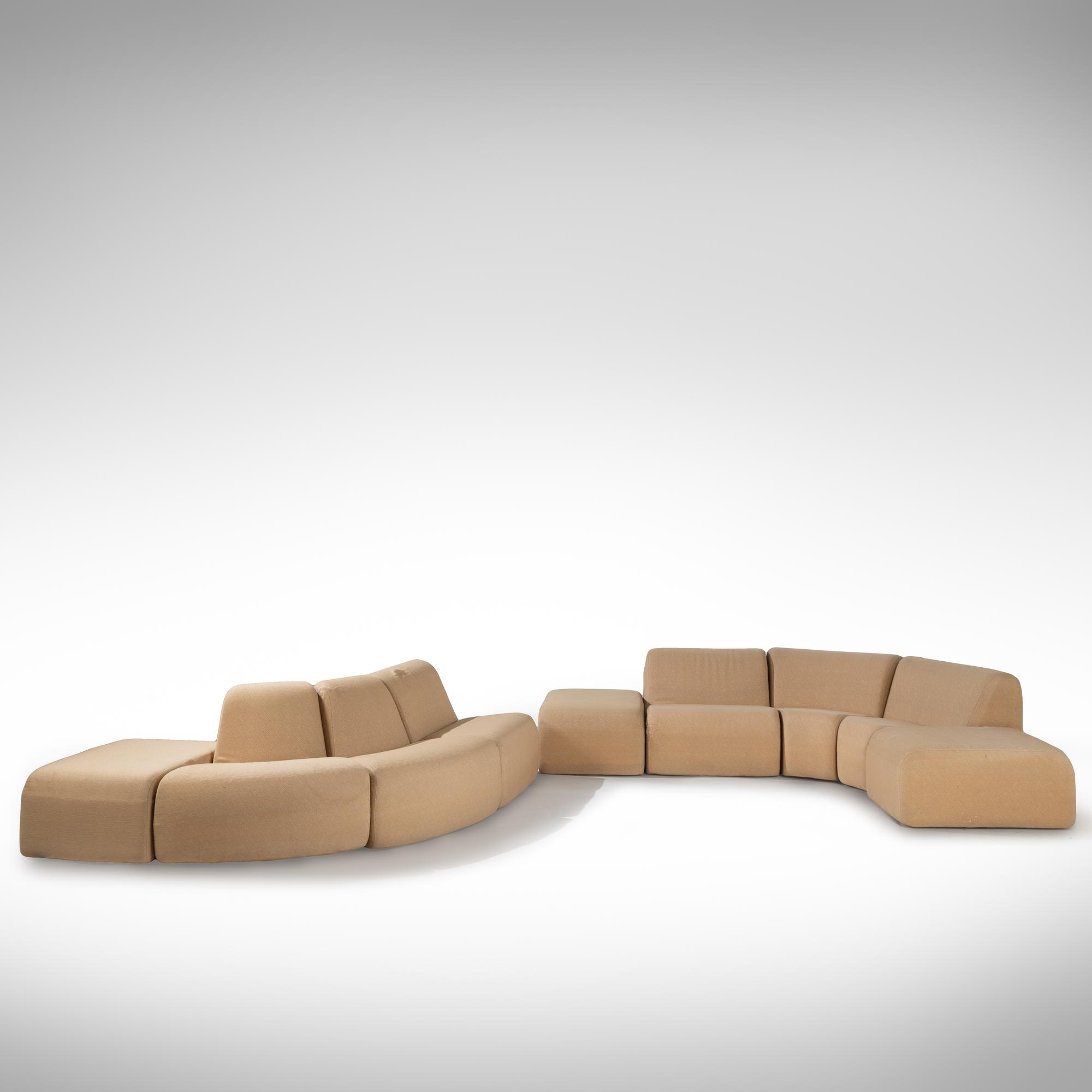 Nine-piece Tappo modular sofa system, Vecta, 1973