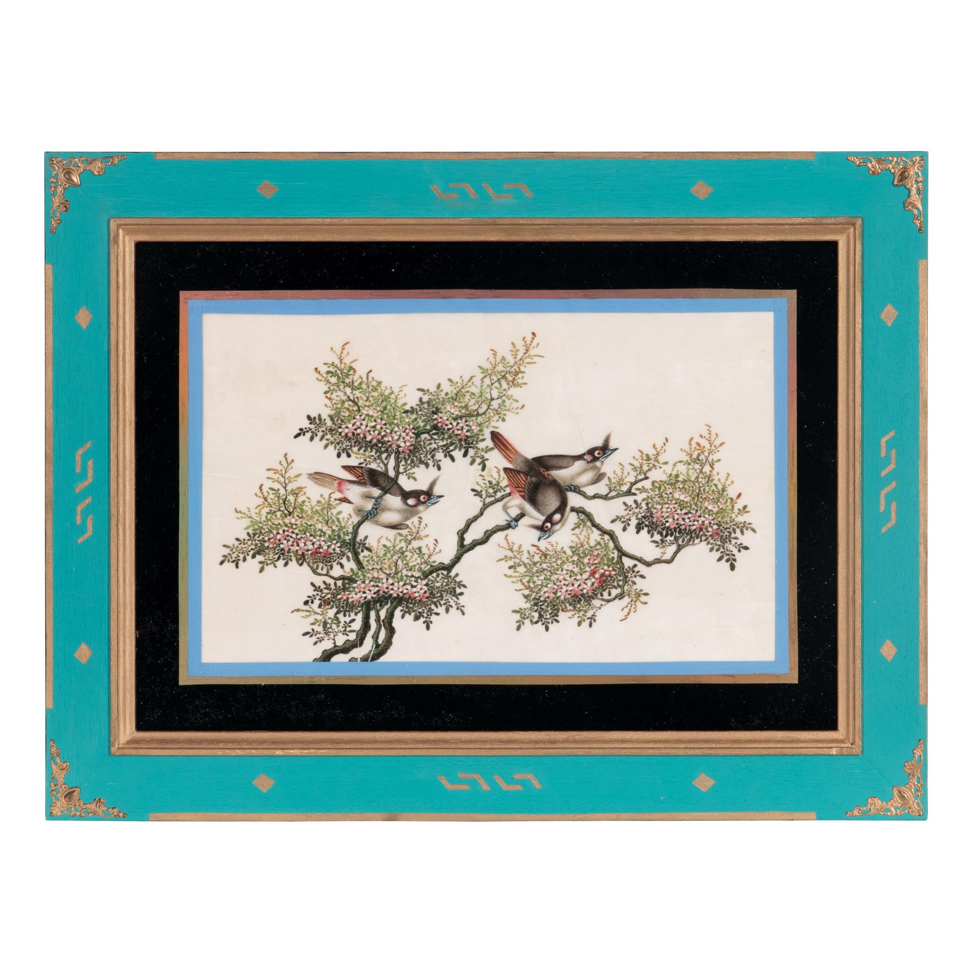 A Set of Twelve Chinese Export Watercolor and Pith Paintings of Exotic Birds