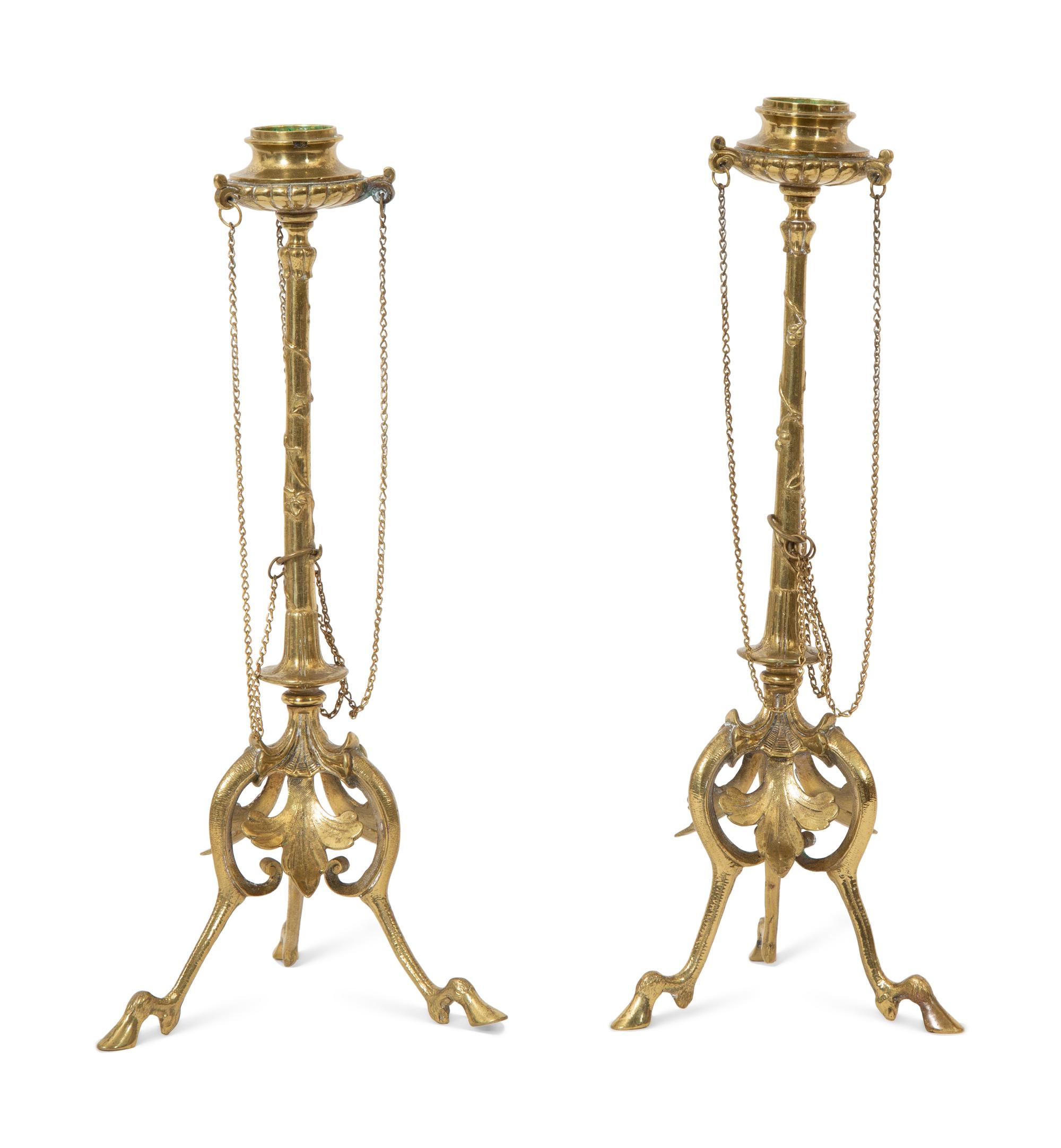A Pair of English Brass Candlesticks