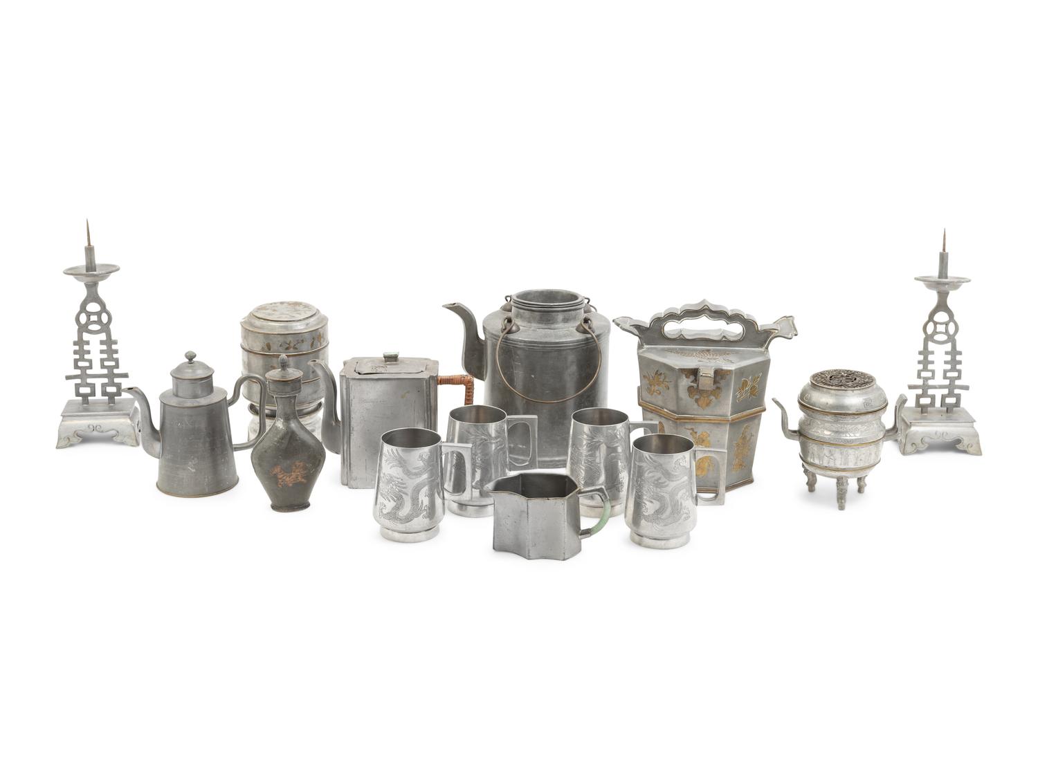 14 Chinese Pewter Wares