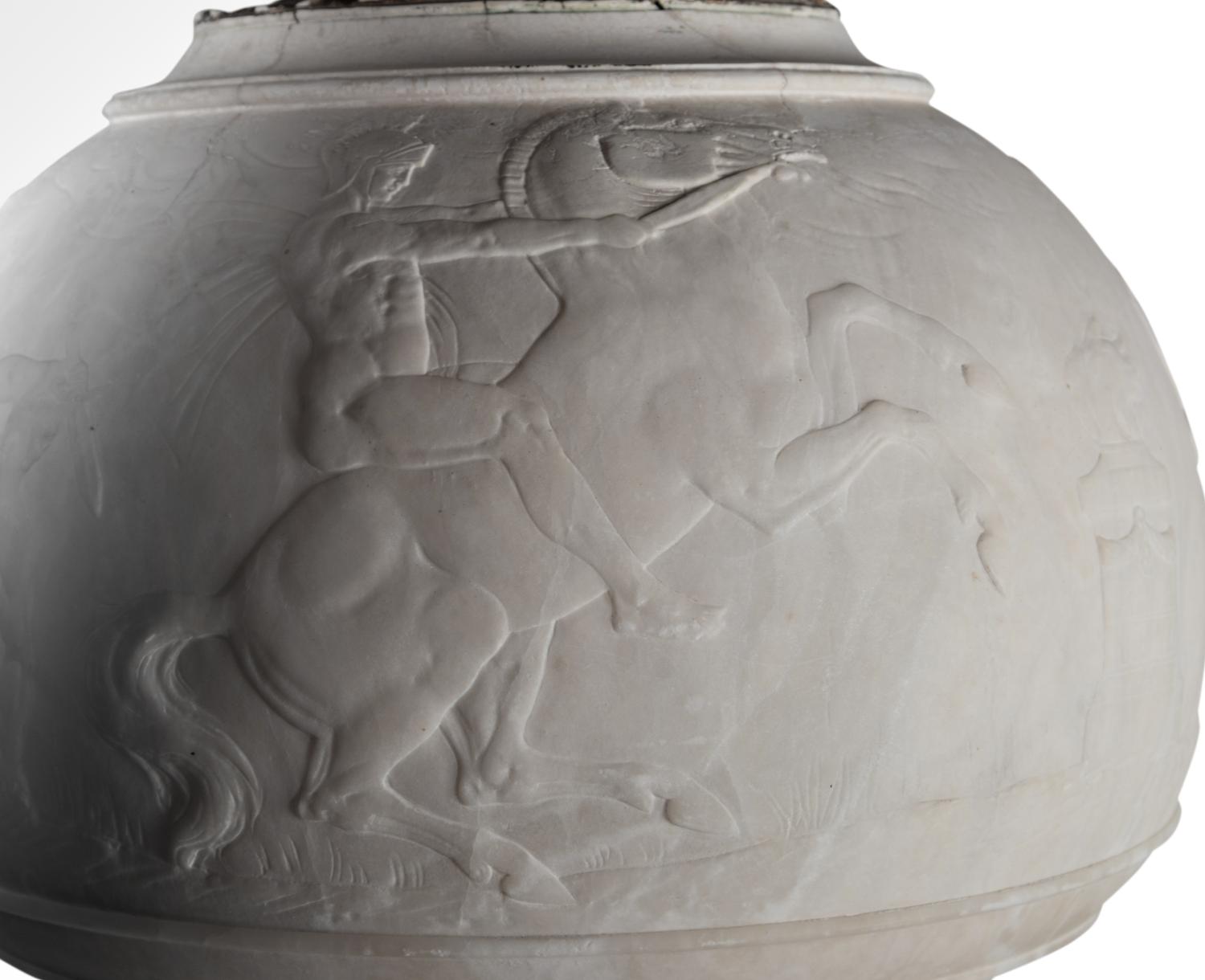 An Italian Carved Alabaster Floor Lamp