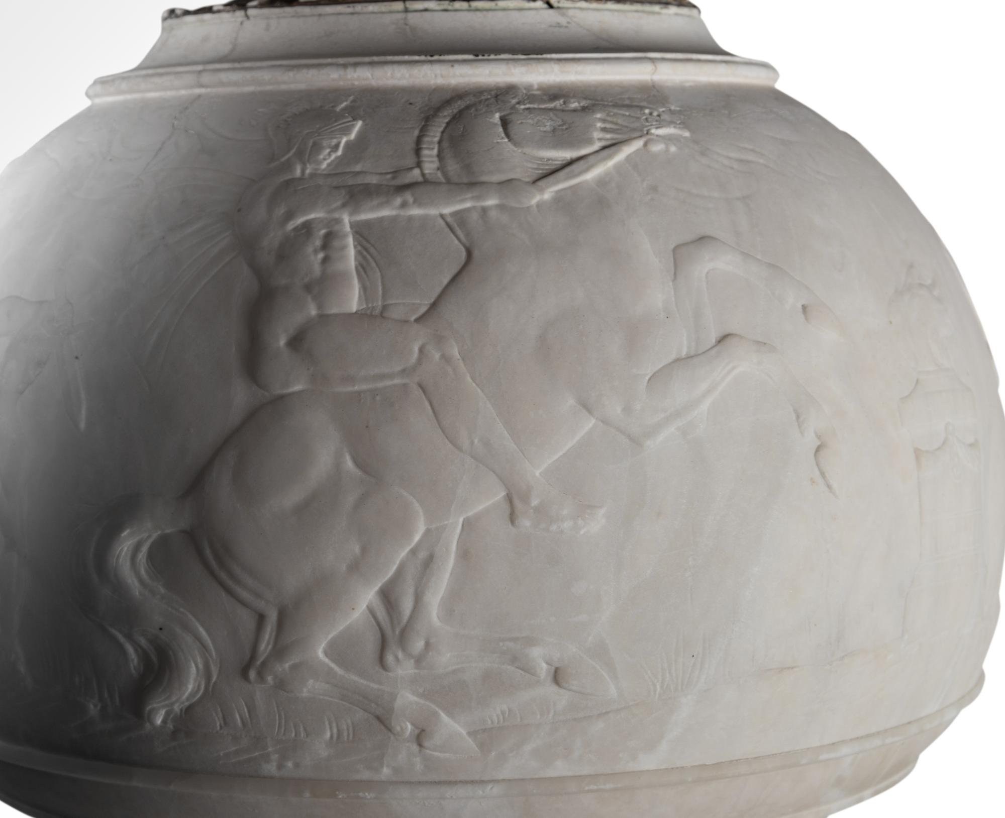 An Italian Carved Alabaster Floor Lamp