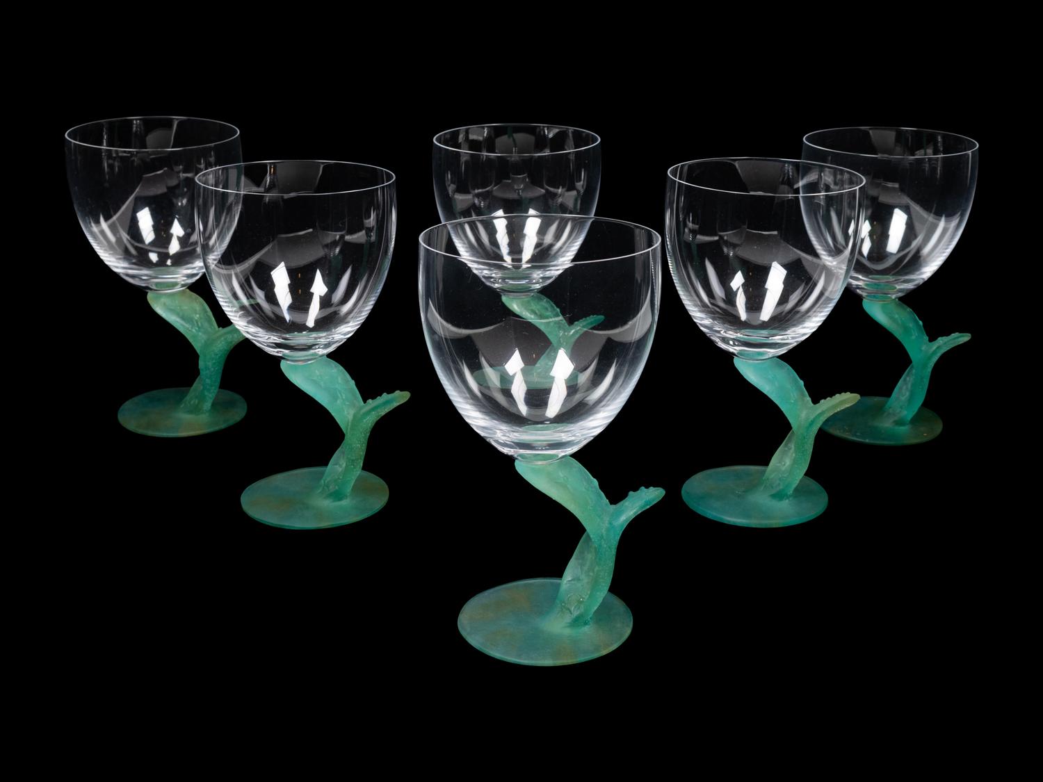 A Set of Thirteen Daum Pâte-de-Verre Cactus Goblets