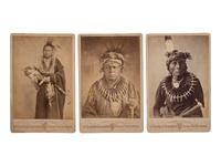 [Native Americans]. A group of 3 cabinet cards of Native American subjects from the Hayden Geological Survey, ca 1870s.