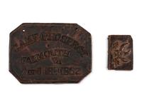 A group of 3 items, incl. Civil War soldier's folk art wood carving from Camp Falmouth, Virginia. 1862.