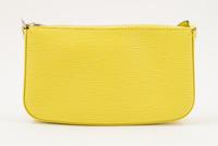 A Louis Vuitton Neon Yellow Epi Leather Pochette, 9" x 5.25" x 1.25"; Strap drop: 9".