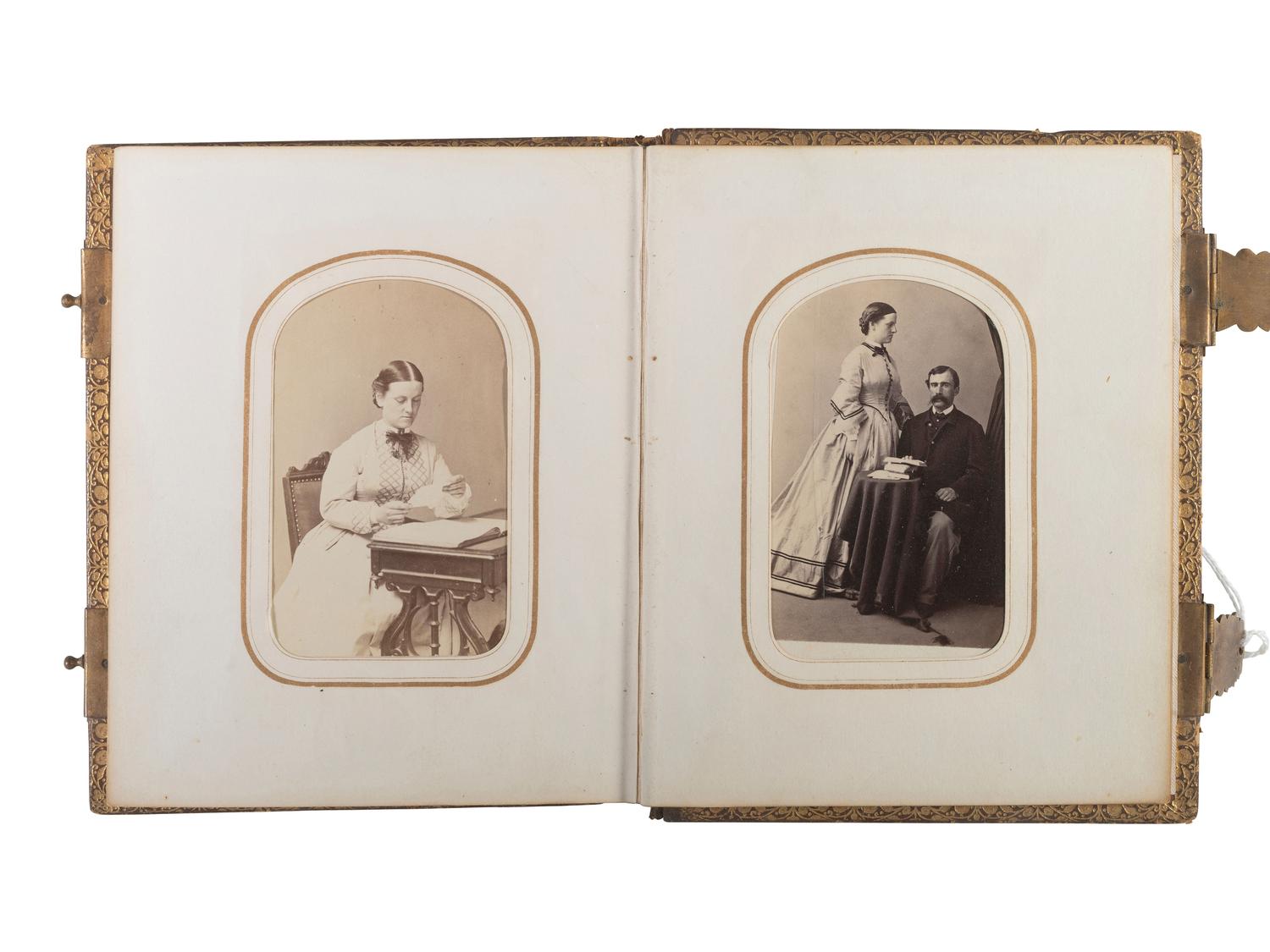 [CIVIL WAR]. A trio of CDV albums identified to the Heath, Higginson, and Shaw families of Massachusetts, highlighted by cartes de visite of Col. Robert Gould Shaw, 54th Massachusetts African American Infantry, his sisters, and other officers.
